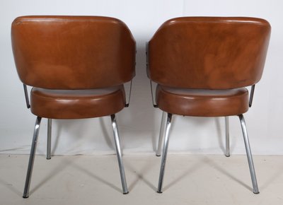Pair of 50s-60s leatherette armchairs