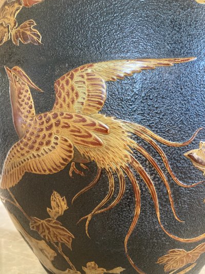 Cast iron and lacquer planter from Japan, Meiji period