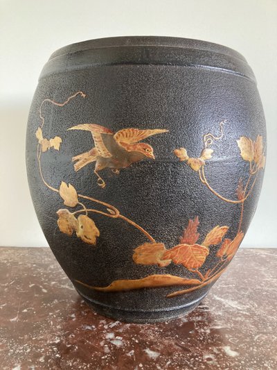 Cast iron and lacquer planter from Japan, Meiji period