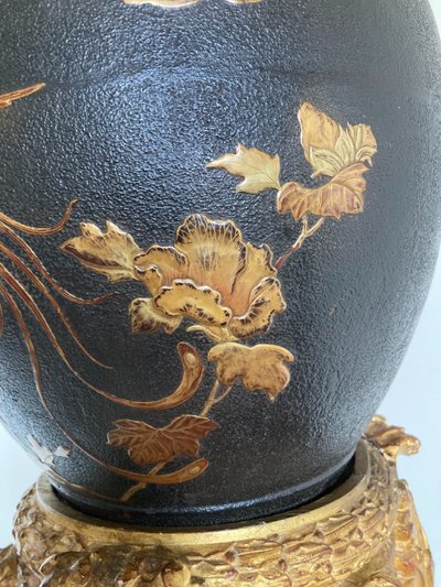 Cast iron and lacquer planter from Japan, Meiji period