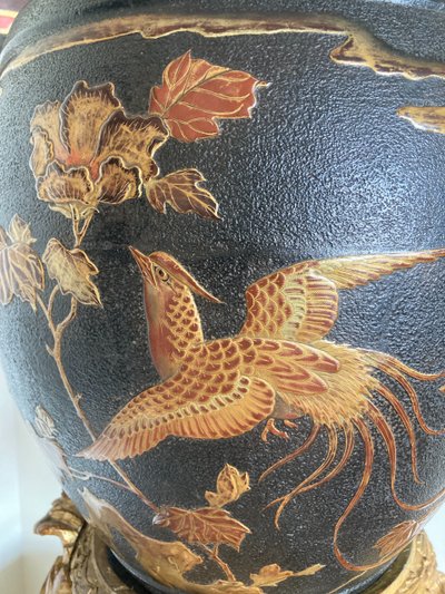 Cast iron and lacquer planter from Japan, Meiji period