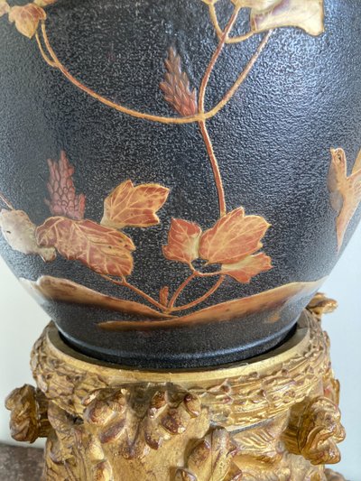 Cast iron and lacquer planter from Japan, Meiji period