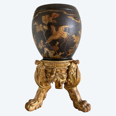 Cast iron and lacquer planter from Japan, Meiji period