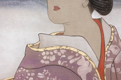 Bemalte Leinwand mit der Darstellung einer Figur im asiatischen Stil. Zeitgenössisch. LS6342B675H