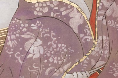Bemalte Leinwand mit der Darstellung einer Figur im asiatischen Stil. Zeitgenössisch. LS6342B675H