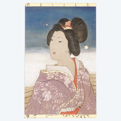 Bemalte Leinwand mit der Darstellung einer Figur im asiatischen Stil. Zeitgenössisch. LS6342B675H