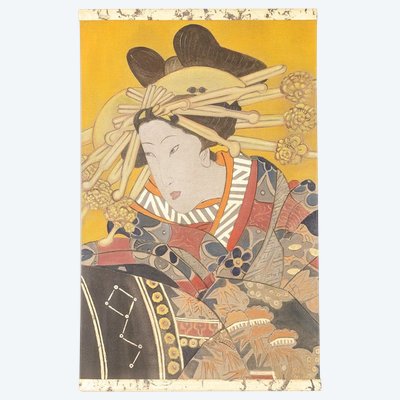Bemalte Leinwand mit der Darstellung einer Japanerin. Zeitgenössische Arbeit. LS6342676/1