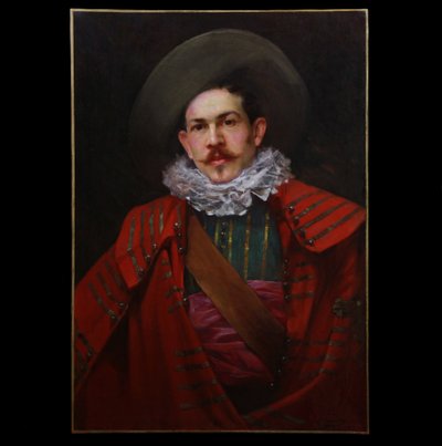 Bellissimo Ritratto di un moschettiere dipinto ad olio su tela scuola francese XIX secolo