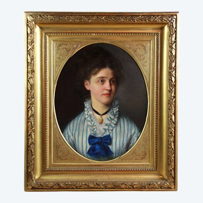 Peinture à l'huile sur toile « Portrait d'une jeune femme » par Henry Schlesinger