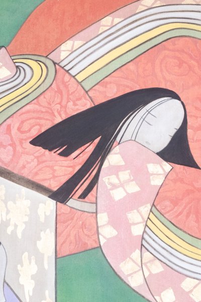 Bemalte Leinwand mit der Darstellung japanischer Tänzer. Zeitgenössisch. LS63431089P