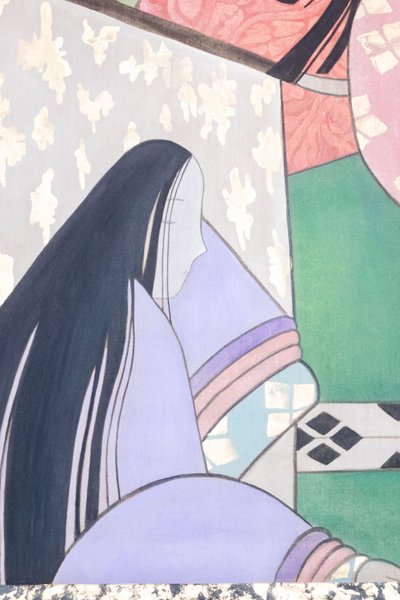 Bemalte Leinwand mit der Darstellung japanischer Tänzer. Zeitgenössisch. LS63431089P
