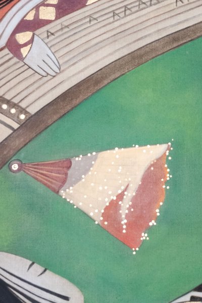 Bemalte Leinwand mit der Darstellung japanischer Tänzer. Zeitgenössisch. LS63451098I