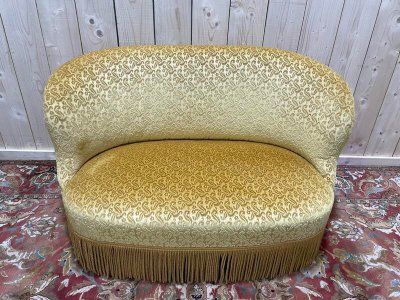 Canapé - Banquette Napoléon III velours jaune 
