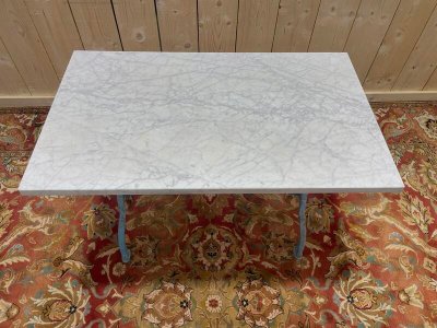 Marble and cast iron bistro table