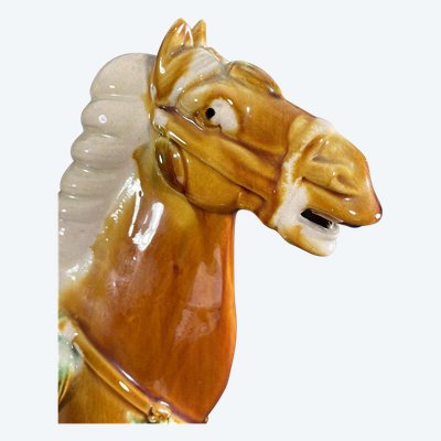 Chine, Années 1960/1970, Sculpture En Céramique Vernissée Figurant Un Cheval Dans Le Style Tang.