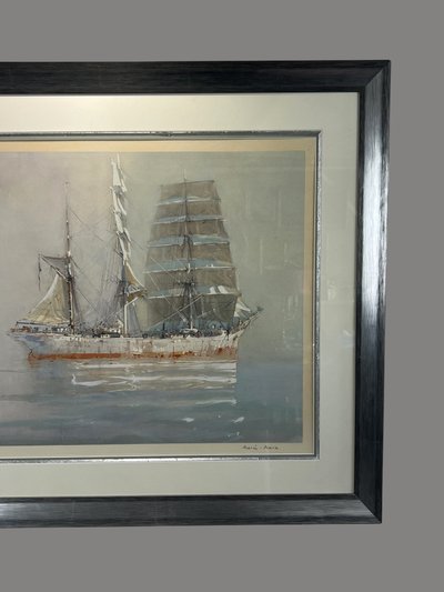 MARIN-MARIE 1901-1987 LARGE LITHOGRAPH "THREE MASTS ON A CALM SEA"