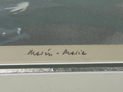 MARIN-MARIE 1901-1987 LARGE LITHOGRAPH "THREE MASTS ON A CALM SEA"
