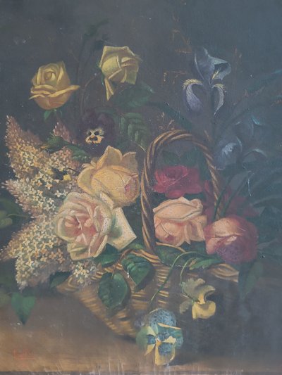 Pair of 19th century oil paintings Still life with flowers