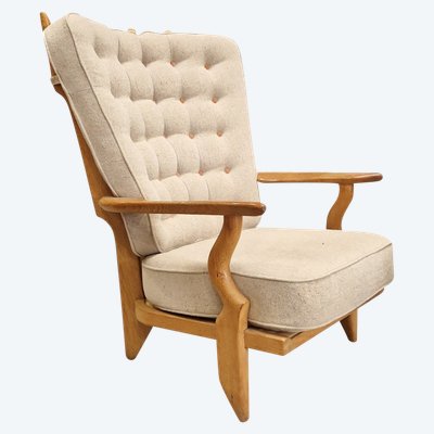 Fauteuil "grand repos" en chêne clair, Guillerme et Chambron