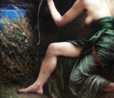 Antikes französisches Ölgemälde auf Leinwand, Akt „Göttin Artemis“, 19.