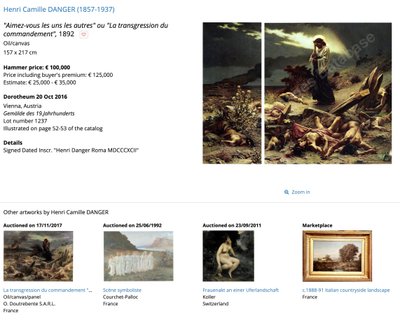 Antikes französisches Ölgemälde auf Leinwand, Akt „Göttin Artemis“, 19.
