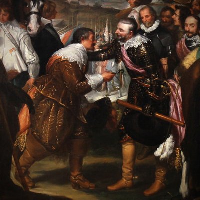 oil on canvas Historical Scene " The Surrender of Breda "after Diego Velasquez 1890