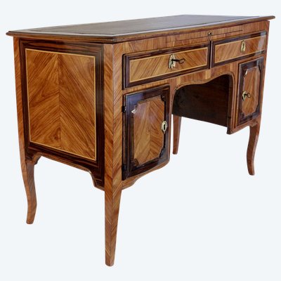Bureau à caissons en bois de Rose et Palissandre d’époque Transition Louis XV-Louis XVI