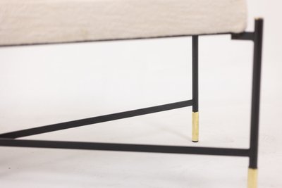 Pair of white benches, in lacquered and gold metal. 2000s. LS6364756M