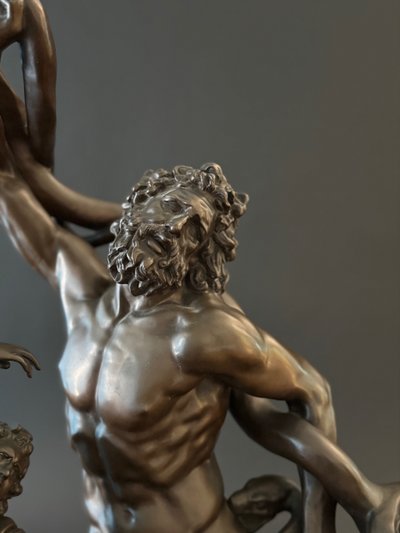 The Laocoon, large bronze group signed Barbedienne, 19th century.