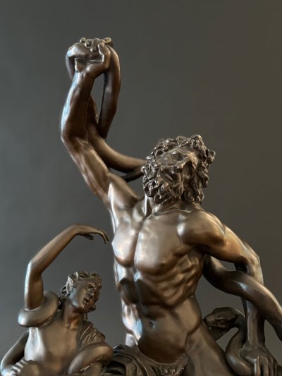 The Laocoon, large bronze group signed Barbedienne, 19th century.