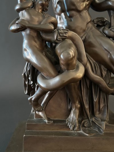 The Laocoon, large bronze group signed Barbedienne, 19th century.