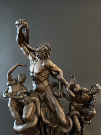 The Laocoon, large bronze group signed Barbedienne, 19th century.
