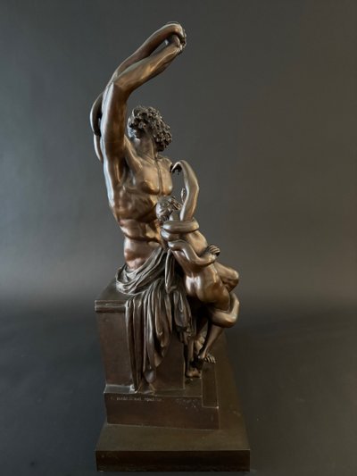 The Laocoon, large bronze group signed Barbedienne, 19th century.