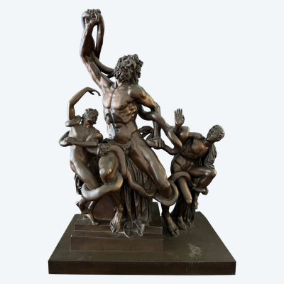 The Laocoon, large bronze group signed Barbedienne, 19th century.