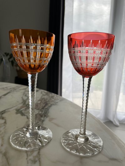Baccarat - Modèle Cavour 6 Verres à Vin Du Rhin Roemer En Cristal H: 18,5 cm