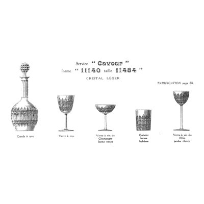 Baccarat - Modèle Cavour 6 Verres à Vin Du Rhin Roemer En Cristal H: 18,5 cm