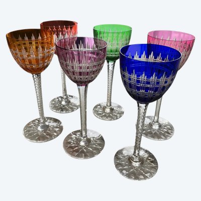 Baccarat - Modèle Cavour 6 Verres à Vin Du Rhin Roemer En Cristal H: 18,5 cm