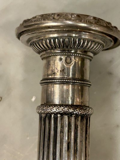 Pair of Solid Silver Candlesticks, France, Restoration Period, Vieillard Hallmark (1819-1838)