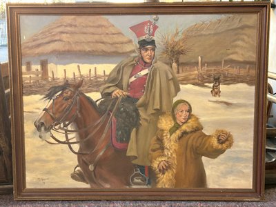 Russian school 20th century Large oil on canvas Signed M. Gaozot Dated 79