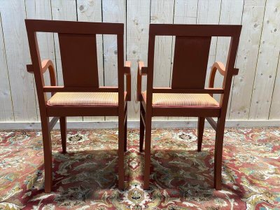 Pair of Terracota striped fabric bridge