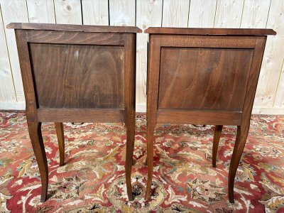Pair of Louis XV style bedside tables in beech