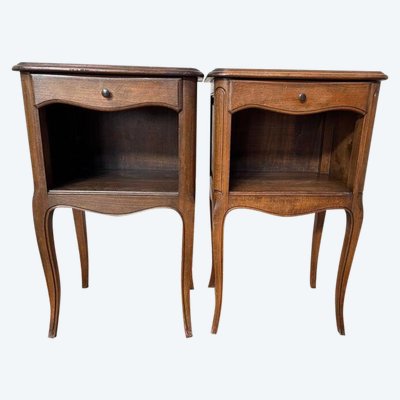 Pair of Louis XV style bedside tables in beech