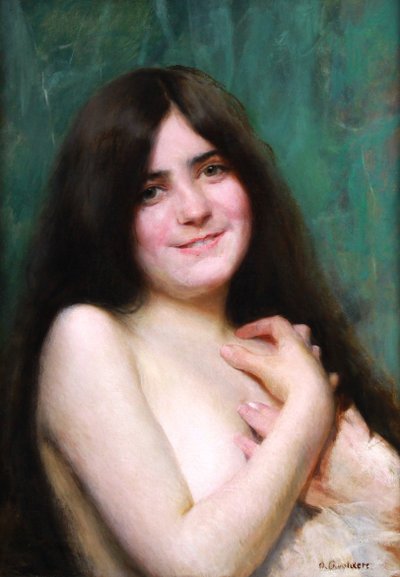 « Nu féminin » peinture à l'huile sur toile par Otto Scholderer (1834-1902) vers 1890