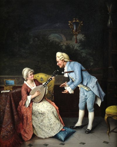 Une agréable sérénade Peinture à l'huile italienne sur toile par Alessandro Sani XIXe siècle vers 1890