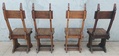 Set of table and 4 mountain chairs in solid oak
