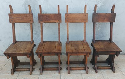 Set of table and 4 mountain chairs in solid oak