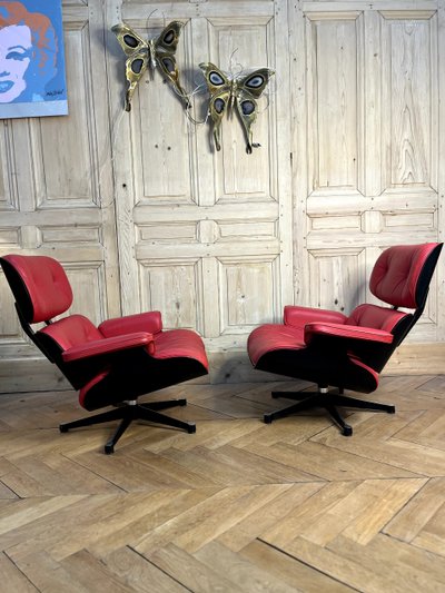 Charles & Ray EAMES two Lounge Chairs and an Ottoman Vitra Edition
