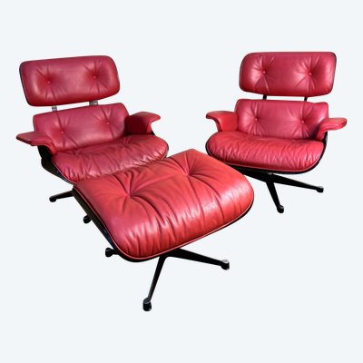 Charles & Ray EAMES two Lounge Chairs and an Ottoman Vitra Edition