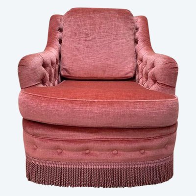 Sedia in stile copud in velluto rosa imbottito