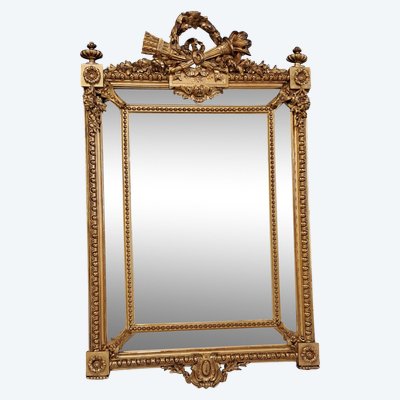 Napoleon III period mirror with glazing beads 126x78